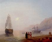 傍晚，岸上的谈话 - 伊凡·康斯坦丁诺维奇·艾瓦佐夫斯基